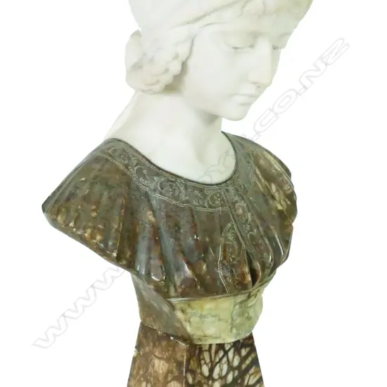 An Italian alabaster bust of a young woman