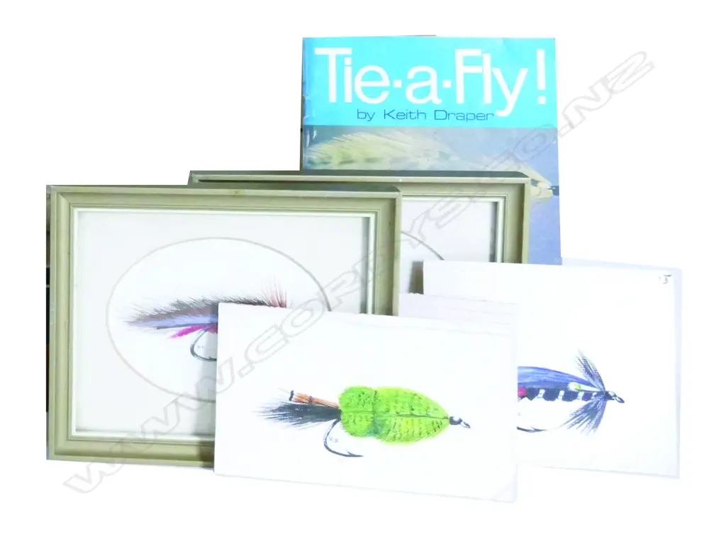 Five watercolour paintings of various wet flies by Keith Draper Image 1++