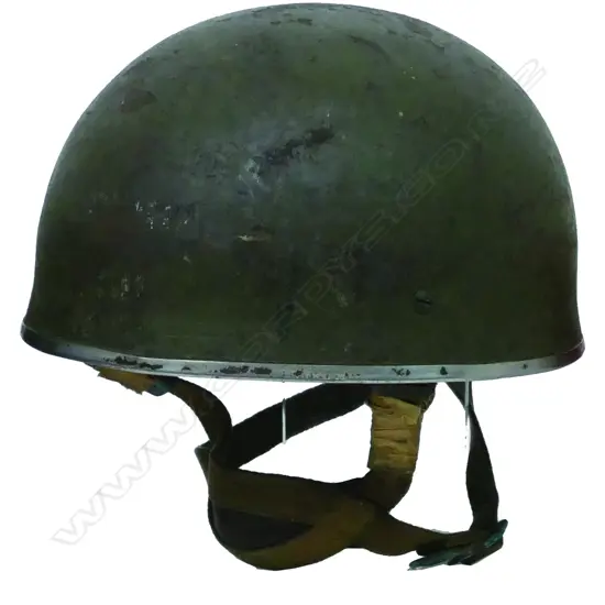 A British WWII paratroopers helmet and Tommy helmet