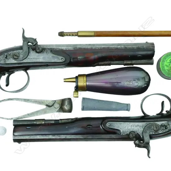 A pair of George III percussion pistols by Knubley in later case