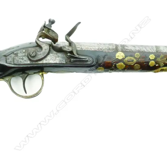 An antique 16 bore flintlock pistol