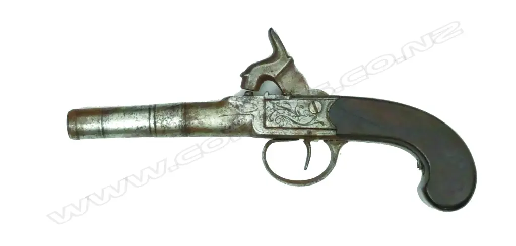 An 18thC Cannon Barrell percussion cap pistol Image 1++