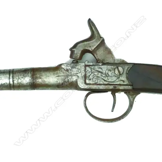 An 18thC Cannon Barrell percussion cap pistol