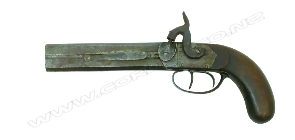 A 19thC British over and under overcoat pistol Image 1++