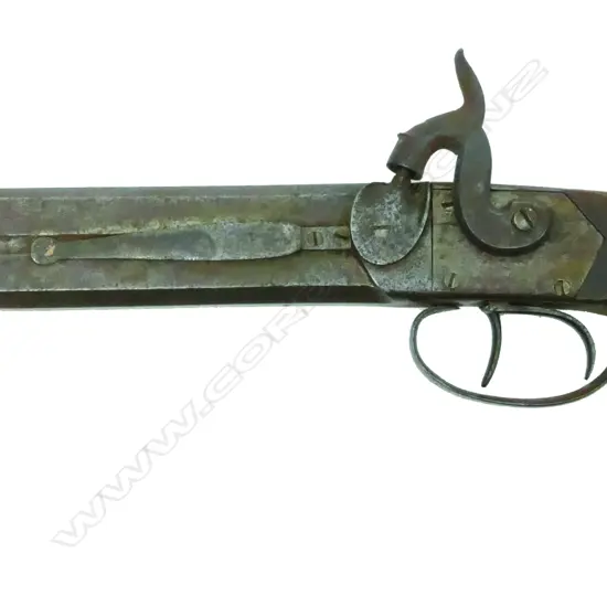 A 19thC British over and under overcoat pistol