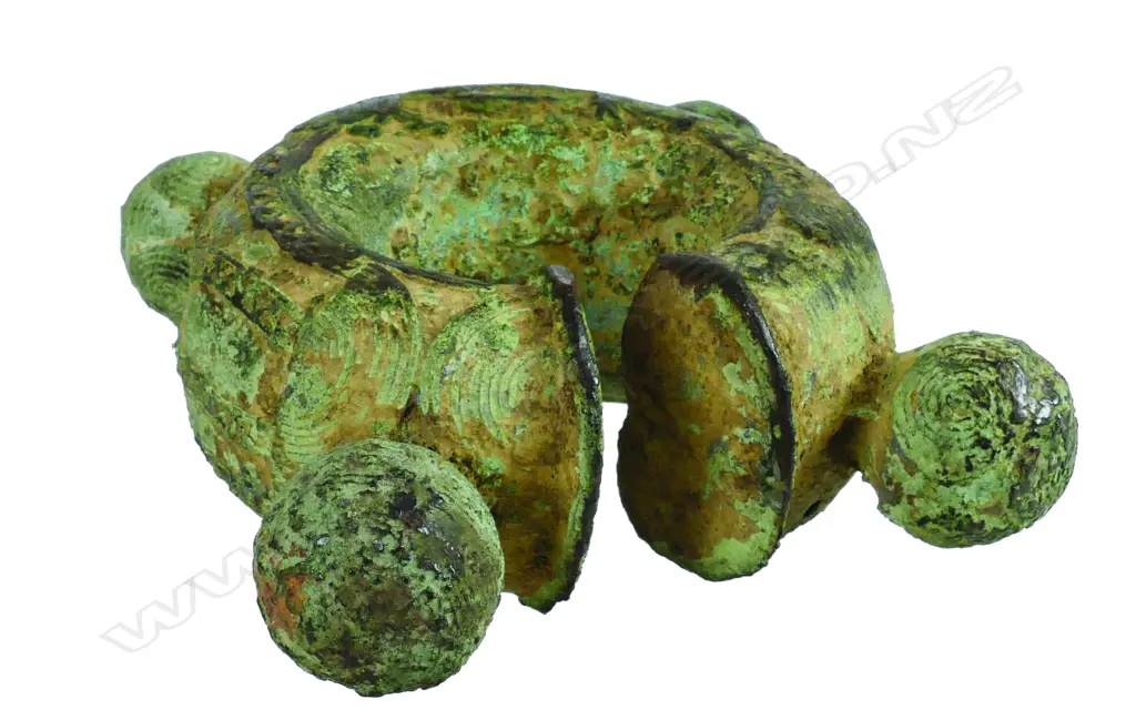 A West African (Benin) bronze torus device.  Reputedly a ritual object to indicate potable water and avoid its pollution Image 1++