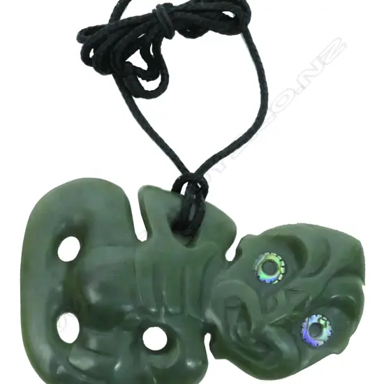 A good Charlie (Raponi) Wilson carved inanga greenstone hei tiki