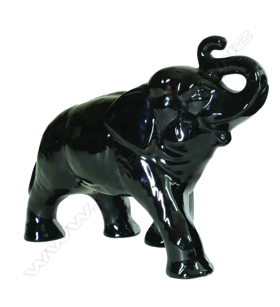 A Crown Lynn black glazed elephant Image 1++
