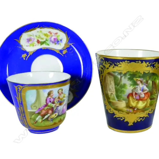 A Sèvres porcelain cabinet cup and saucer and a Sèvres mug
