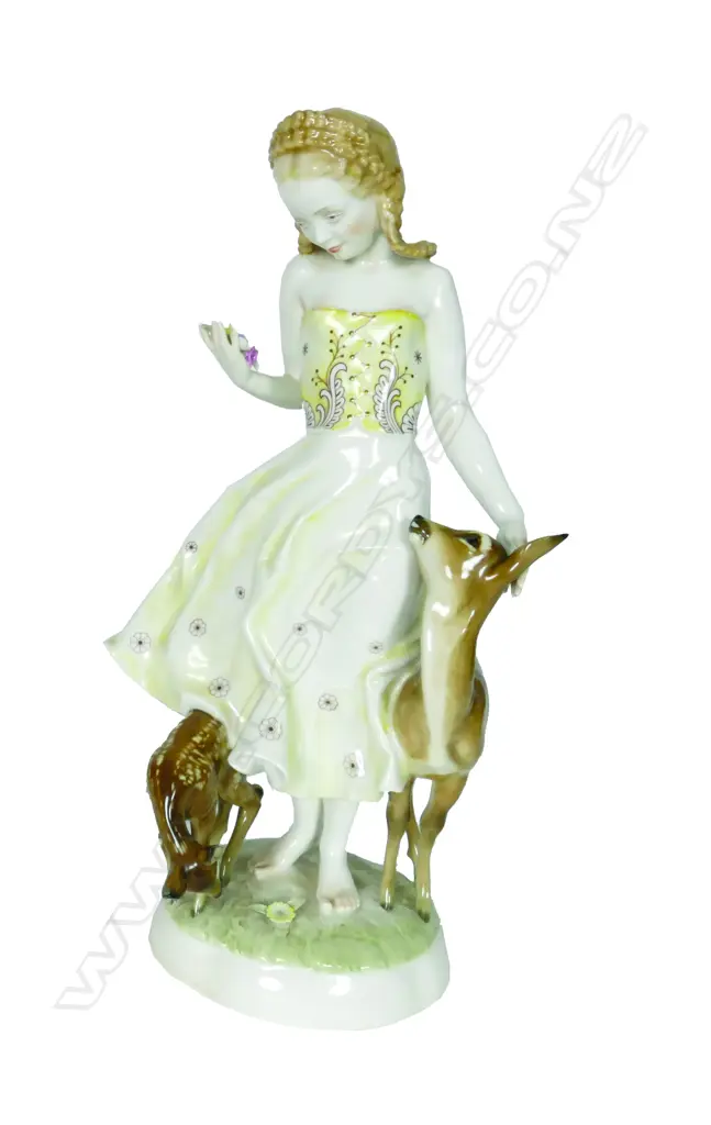 A good Hutschenreuther stylised young woman with fawns Image 1++