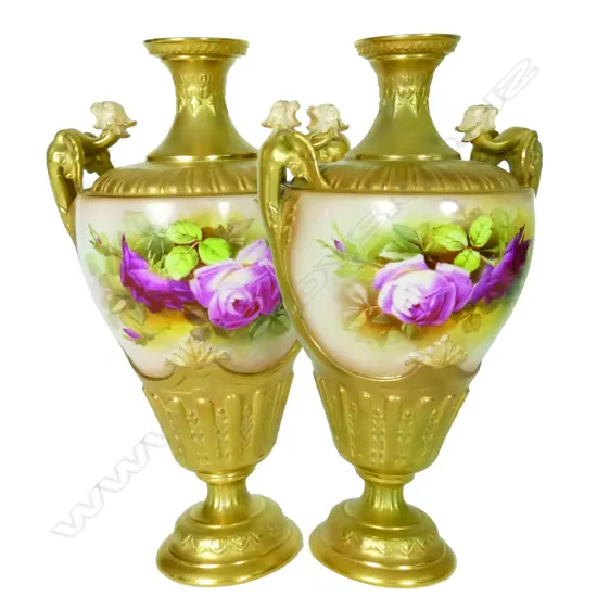A pair of impressive Royal Worcester urn vases