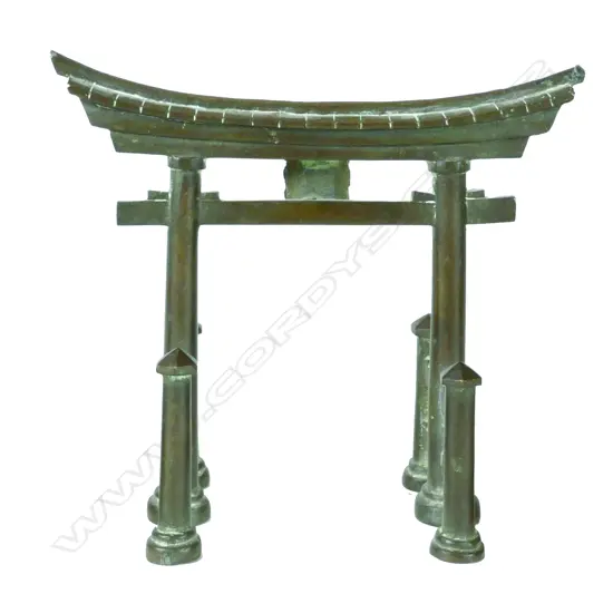 A Japanese small bronze model of a temple gateway from the Nogawa workshop