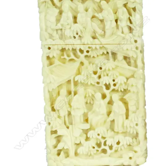 A carved ivory Chinese card case