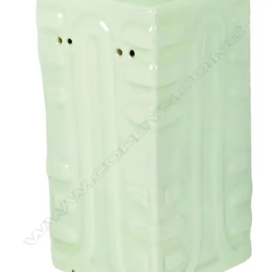 A Chinese porcelain celadon glazed square vase (kong)