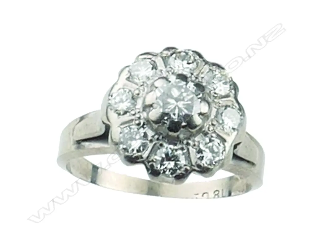 An 18ct. white gold diamond cluster ring Image 1++