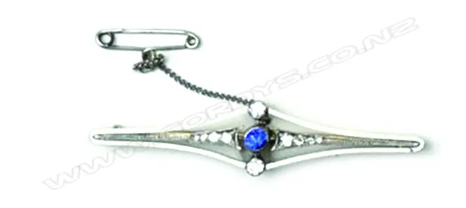 An Art Deco 18ct. yellow and white gold diamond and sapphire brooch Image 1++