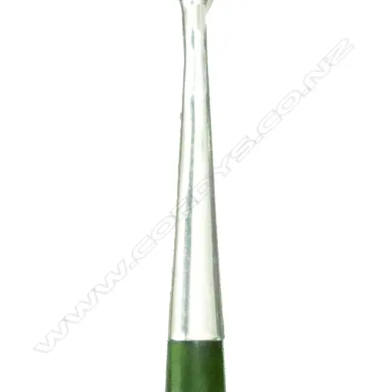 A N.Z. colonial silver and greenstone toasting fork