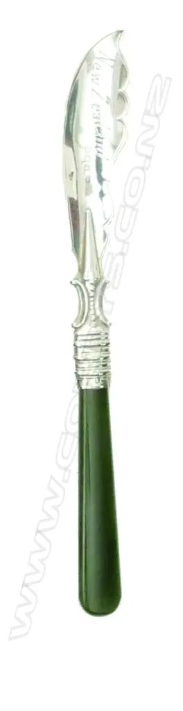 A silver and greenstone butter knife Image 1++