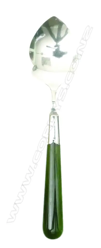 A silver and greenstone jam spoon Image 1++