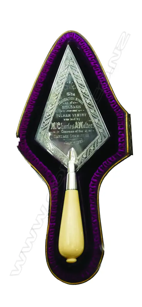 A Victorian silver and ivory foundation laying trowel Image 1++