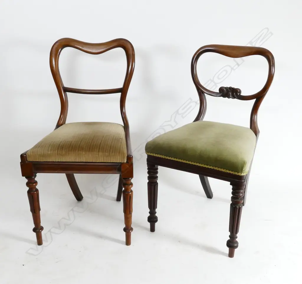 A harlequin set of six Victorian mahogany balloon back dining chairs Image 1++