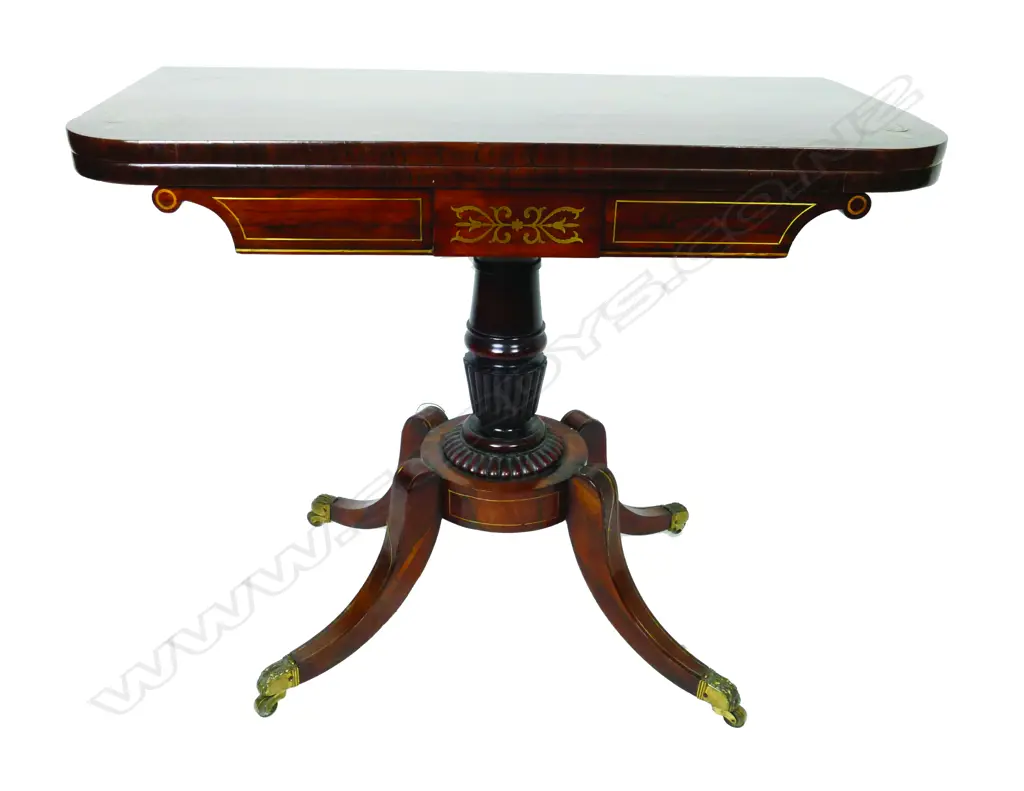 A fine quality Regency rosewood flap-top card table Image 1++