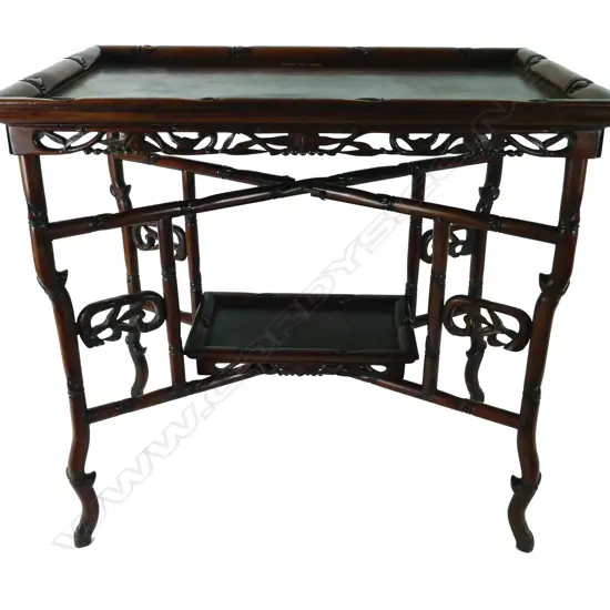 A Chinese teak folding occasional table