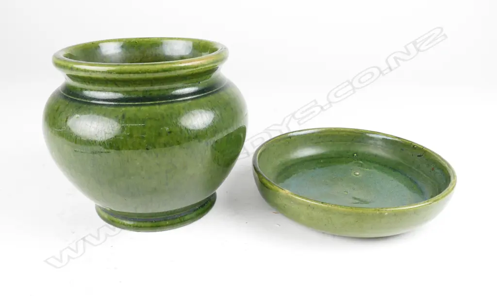 Two Luke Adams green glaze items Image 1++