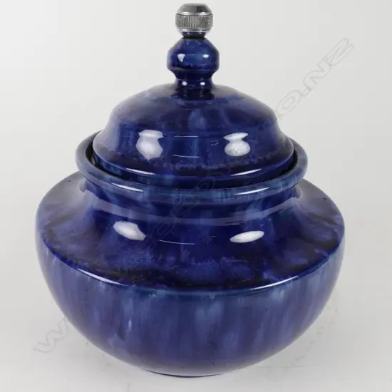 Temuka Ware blue glazed tobacco humidor