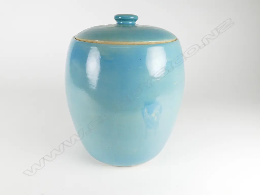 Timaru Potteries large lidded ovoid storage pot Image 1++