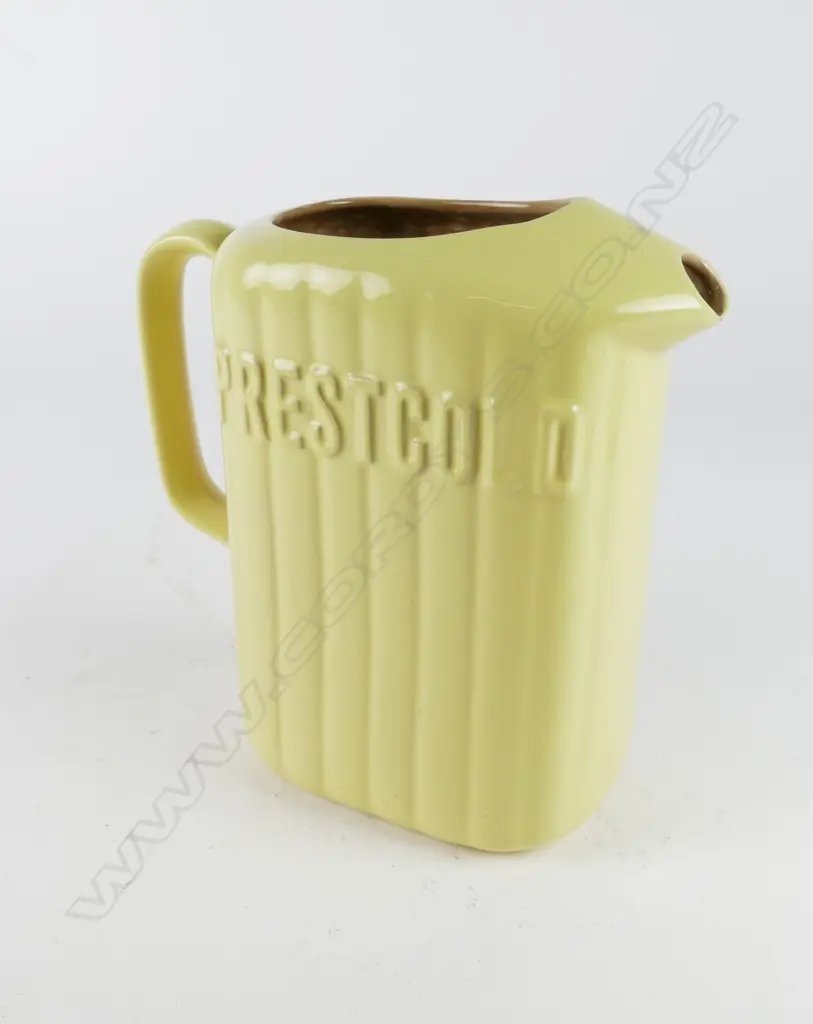 An uncommon Crown Lynn lemon yellow refrigerator jug Image 1++