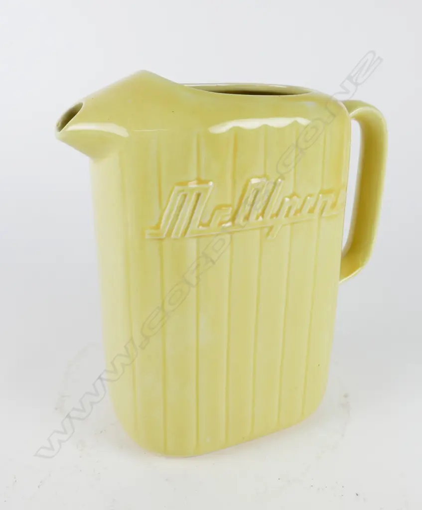 A vintage Crown Lynn lemon yellow McAlpine refrigerator jug Image 1++