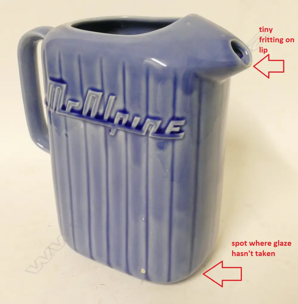 An uncommon Crown Lynn dark blue McAlpine refrigerator jug Image 1++