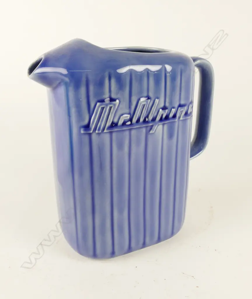 An uncommon Crown Lynn dark blue McAlpine refrigerator jug Image 1++