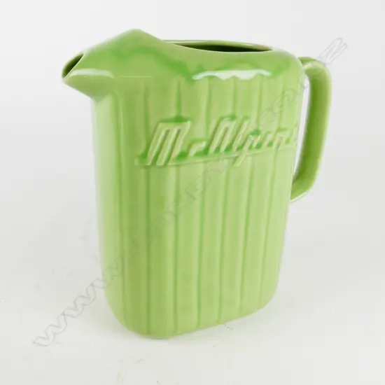 A vintage Crown Lynn mint green McAlpine refrigerator jug