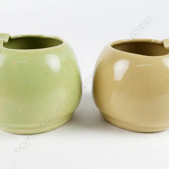 Two early Crown Lynn shaving mugs