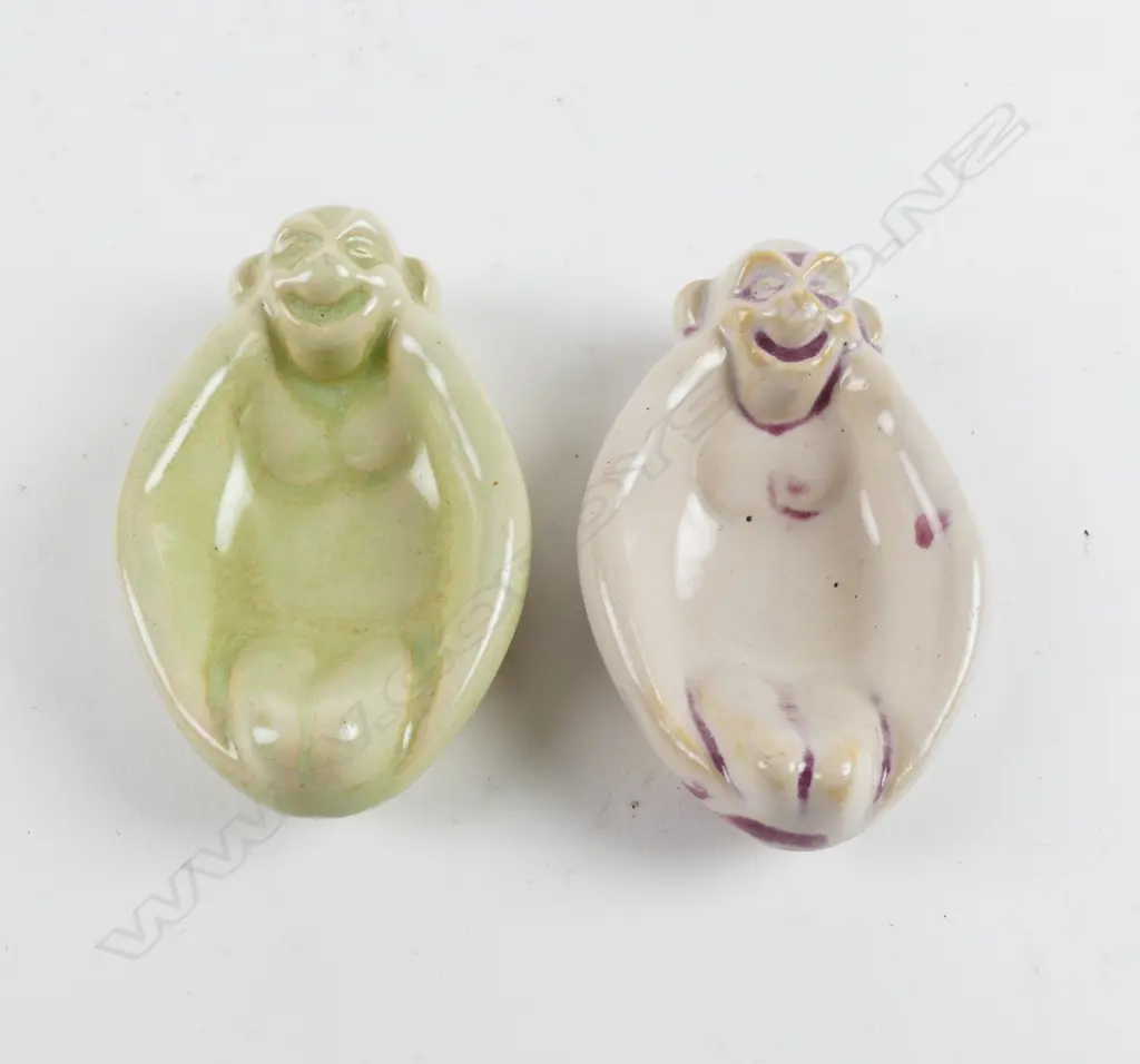 Two early Crown Lynn small monkey dishes Image 1++