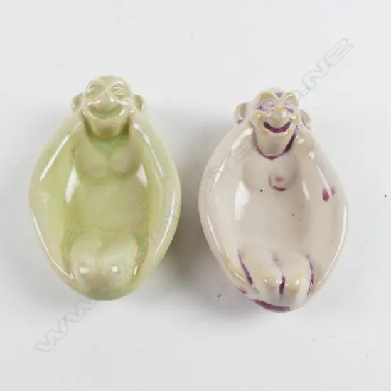 Two early Crown Lynn small monkey dishes