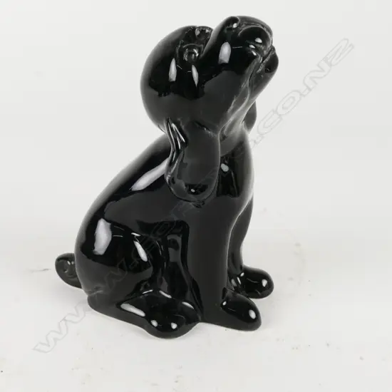 Crown Lynn black glazed dog sculpture