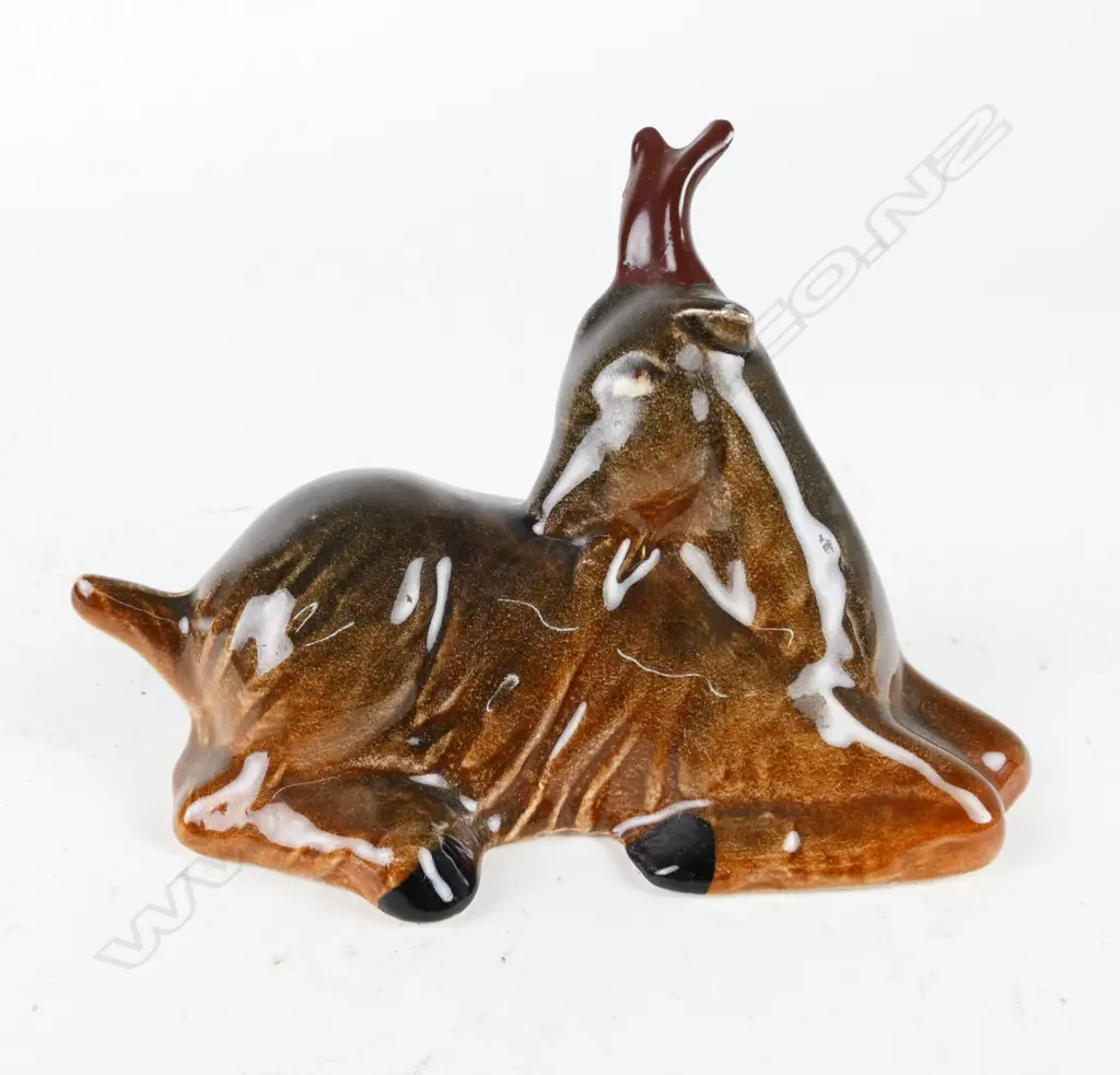 Crown Lynn recumbent goat sculpture Image 1++