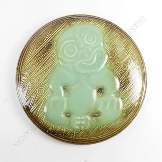 Crown Lynn Wharetana Maori Art Pottery wall plaque