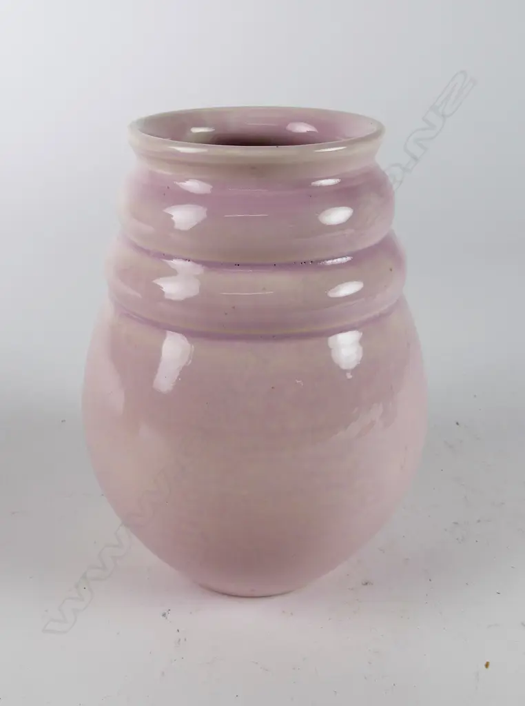 Crown Lynn Hand Potted rare pale pink glazed vase Image 1++