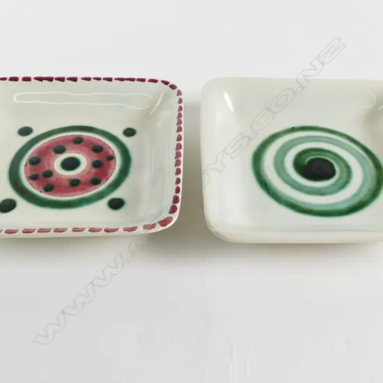 Two Crown Lynn Frank Carpay small square dishes