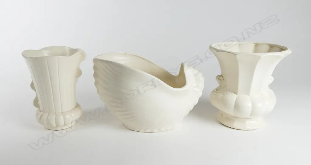 Three Crown Lynn white glaze vases Image 1++