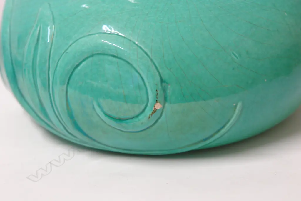 O.C. Stephens Art Deco bright green glaze vase Image 1++