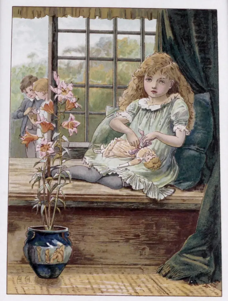 A set of four coloured illustrations from childrens books Image 1++