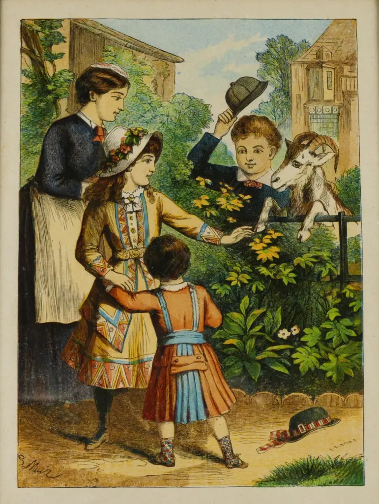 A set of four coloured illustrations from childrens books Image 1++