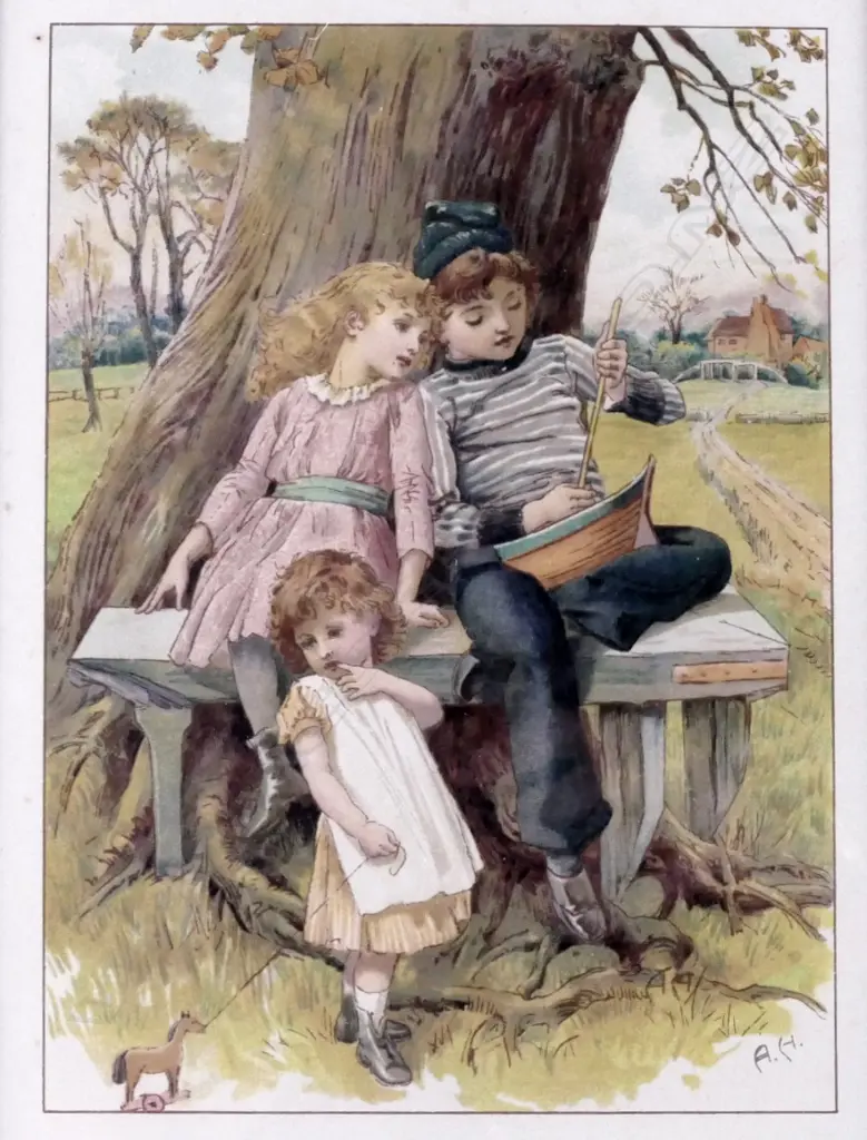 A set of four coloured illustrations from childrens books Image 1++