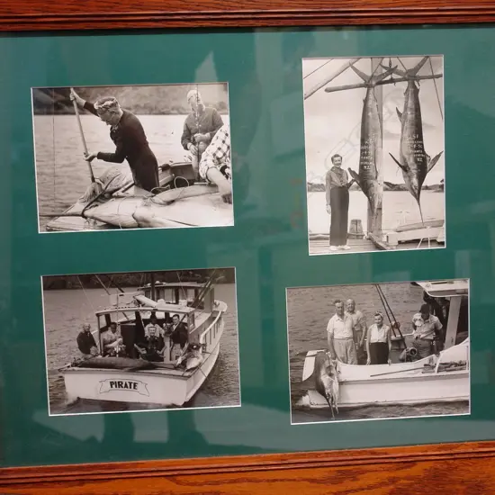 Four vintage big game fishing photos