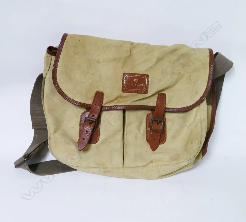A Hardy's leather trimmed fishing bag Image 1++